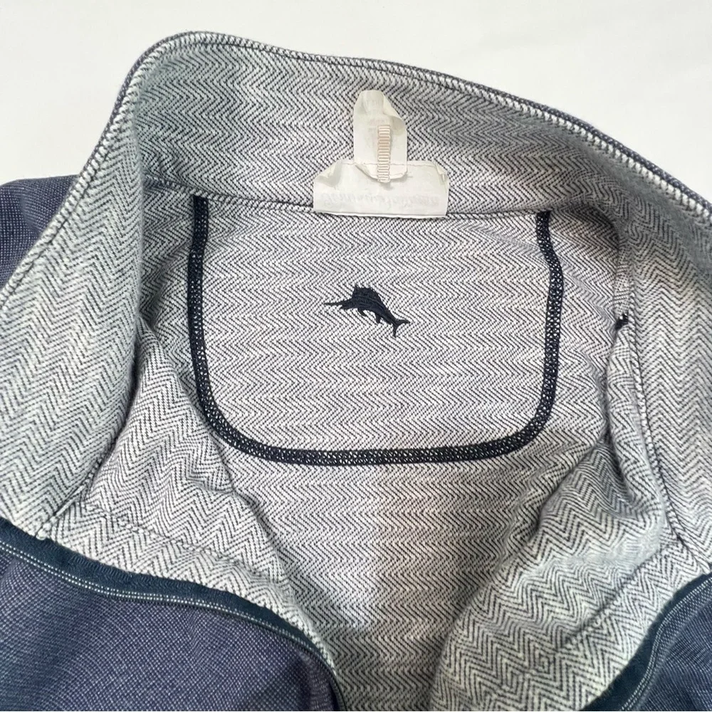 Tommy Bahama Switch It Up Reversible Quarter Zip Pullover XL Blue & White